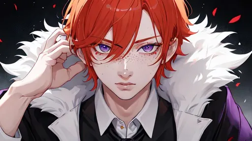 Prompt: Erikku male (short ginger hair, freckles, right eye blue left eye purple) UHD, 8K, Highly detailed, insane detail, best quality, high quality. As the godfather, mafia, crime lord, holding a chainsaw