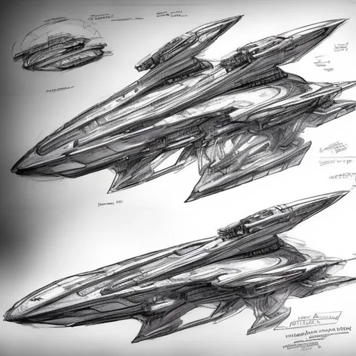 Prompt: A clean detailed Titan-based spaceship design sketches, drawing