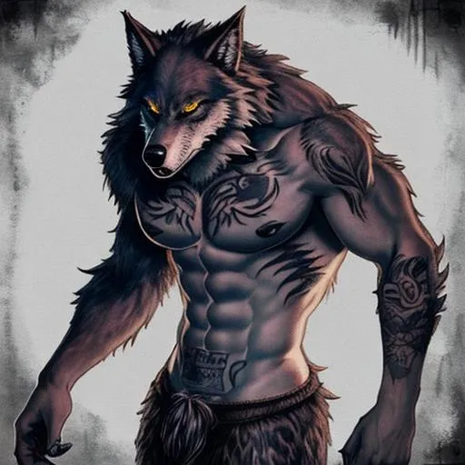 werewolf with tatoos | OpenArt