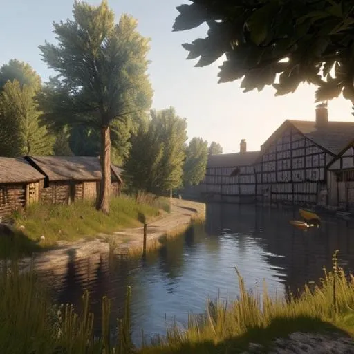 Prompt: River medieval estilo kingdom come deliverance, ultra realistic, unreal Engine, 8k.