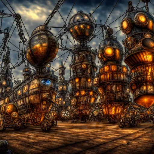 Prompt: steampunk airship village 4k HDR  