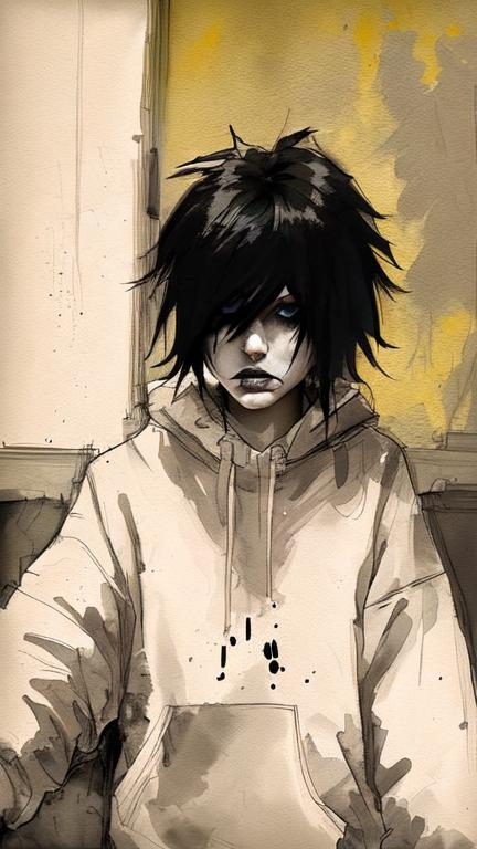 AI Art Generator: Anime girl as jeff the killer