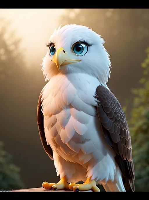Prompt: Disney Pixar, exquisite new character, cute eagle, highly detailed, fluffy, intricate details, beautiful big eyes, maximum cuteness, lovely, adorable, beautiful, flawless, masterpiece, soft dramatic moody lighting, radiant love aura, ultra high quality octane render, hypermaximalist, trending on artstation, Anna Dittmann, Tom Blackwell