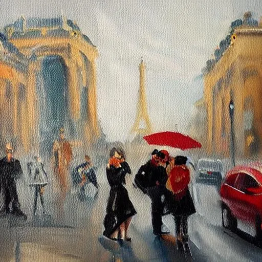 Prompt: oil painting paris people
