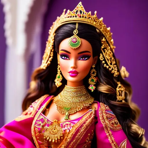 Prompt: Highest quality picture of a very detailed Moroccan Barbie princess