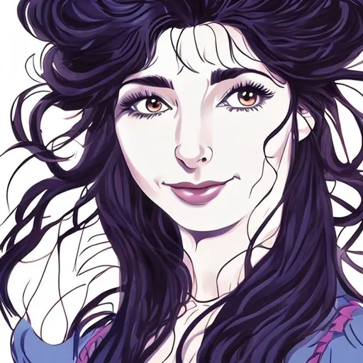Prompt: Kate Bush as a beautiful anime character