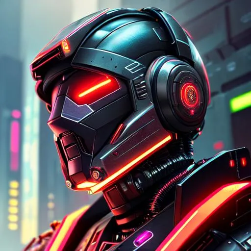 Prompt: hyperrealistic cyberpunk android. highly detailed digital art masterpiece, smooth cam de  soft light, ground angle hd 8 k, sharp focus, ear flap, cybernetic eyes
, neon ambiance, abstract black oil, gear mecha, detailed acrylic, grunge, intricate complexity, rendered in unreal engine, photorealistic