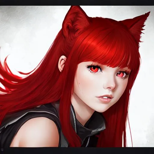 red anime girl, anthropomorphic wolf, very furry tai... | OpenArt