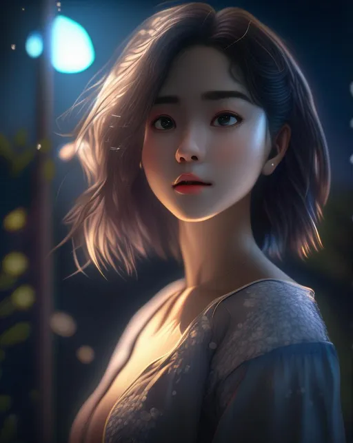 Prompt: 1girl, masterpiece, best quality, high resolution, 8K , HDR, bloom, moonlight, raytracing , detailed shadows, intricate  shadow, bokeh, depth of field, film photography, film grain, glare, (action:0.8), detailed hair, beautiful face, beautiful girl, ultra detailed eyes, cinematic lighting, (hyperdetailed:1.15), indoors, by a window, on a moonlit night, full moon