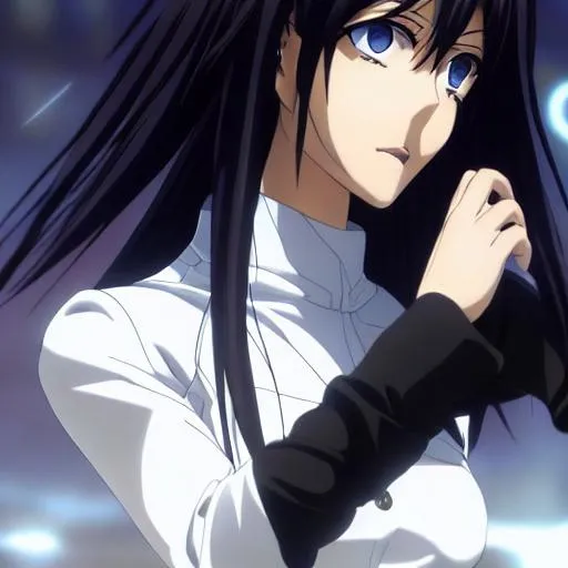 Black Hair Blue Eyes, natsuki, strike The Blood, Hime, Strike, Blood, cg  Artwork, cool, Hime cut, hairstyle