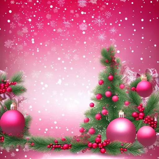 Prompt: Pink Christmas digital background