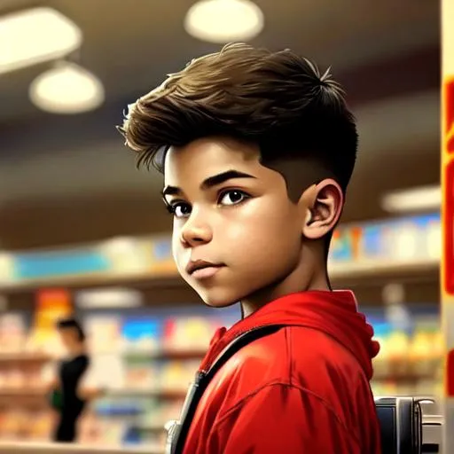 Prompt:  boy inside a 7/11 convenience store. drink aisle in the style of 90's, masterpiece painting with detailed face, full body 4k, trending on artstation, octane render, art by artgerm and greg rutkowski and alphonse mucha and craig mullins and James Jean and Andrei Riabovitchev and Marc Simonetti and peter mohrbacher 