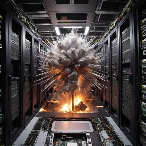 Prompt: The inside of a super computer explosion 