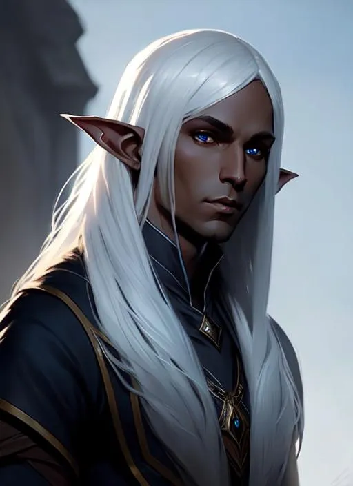 Prompt: Pale, Drow Elf, male, trending on artstation, Greg Rutkowski