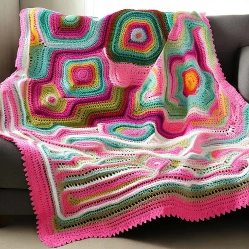 Prompt: designer crochet blanket 