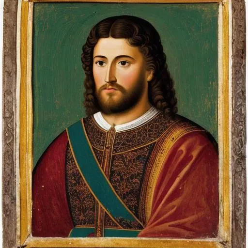 Prompt: portrait of a 10th-century Spanish light-haired king