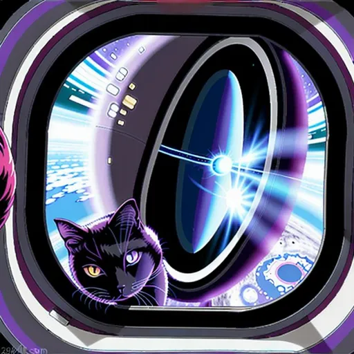 Prompt:  a black hole seen from a window of a spaceship with a cat and a woman sitting near the window of the spaceship, realistic anime style drawing, the black hole send out a brigth but also dark purple collor, there are planet near the black hole, the point of view is a camera with 8k resolution that is haning in the cornor of the room