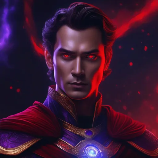 Prompt: fantasy, digital painting, homelander from the show the boys, horror, sharp focus, highest quality, masterpiece, intricately hyperdetailed, ultra-realistic, UHD, epic dark fantasy, D&D, Abyss, lots of red and purple , handsome, mysterious, red glowing eyes