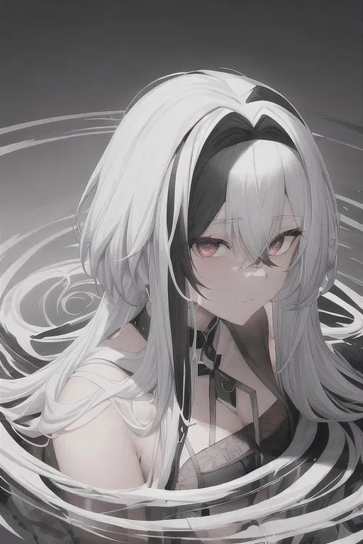 half black half white hair anime