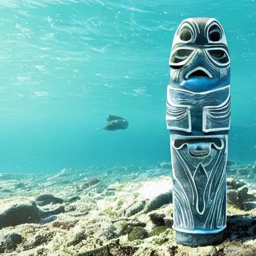 Prompt: The Ocean Totem to ocean conservation and environmental sustainability 
