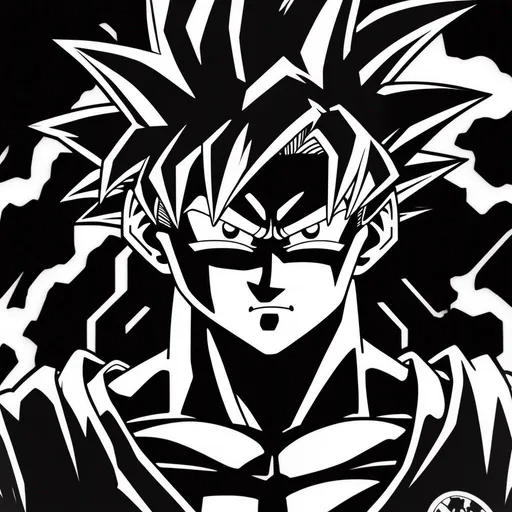 Prompt: Goku, in a black dark theme