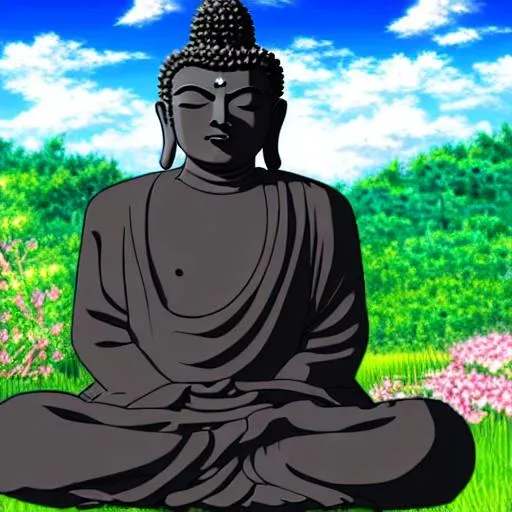 Prompt: Anime Buddha peaceful background 