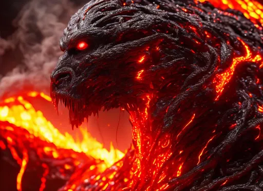 Prompt: ((masterpiece, best quality)),A detailed 8k photograph portrait of a humanoid MONSTER MADE OF carbon fibre and has lava flowing around him like veins ,ultra realistic, concept art,((highly detailed)),8k,bloody,disgusting,creepy,fleshy texture, gory, disgusting,dripping, dramatic, cinematic, photorealistic, full frame, angry, smoking, leaking lava, lava splashes everywhere, volumetric, ray tracing, unreal engine, 