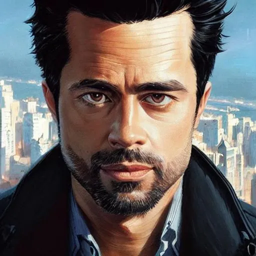 Prompt: Portrait of {Tyler Durden} with {black} hair and with cute face, {city}, perfect composition, hyperrealistic, super detailed, 8k, high quality, trending art, trending on artstation, sharp focus, studio photo, intricate details, highly detailed, by greg rutkowski