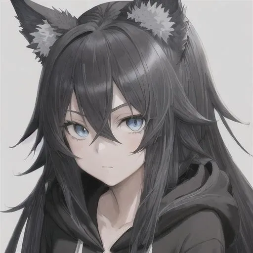 anime portrait of a girl, black long messy hair, lig... | OpenArt