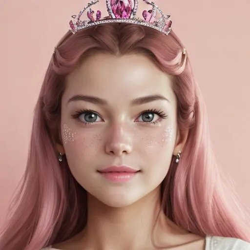 Prompt:  princess wearing pink, facial closeup