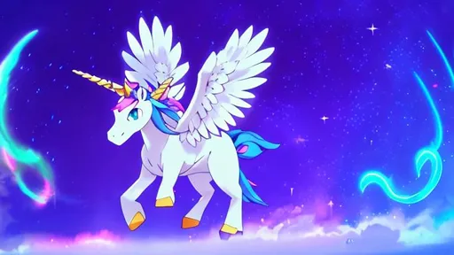 Prompt: Pokemon, Legendary, Unicorn, Aurora, Wings, Sky, Stars, Night, HD, 4k. High Quality, Effects, Glowing, Magical, Surreal.