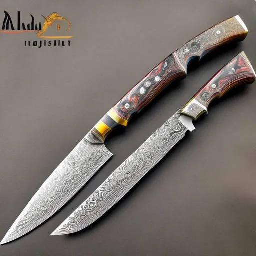 Prompt: Handmade Damascus attractive knive