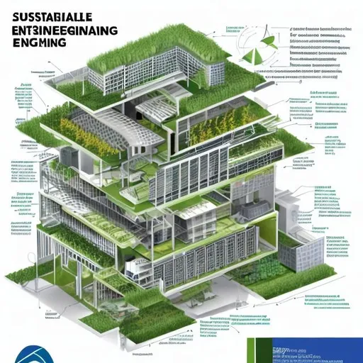 Prompt: A poster on sustainable Engineering through green building 