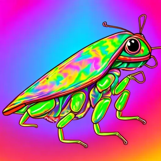 Prompt: Leafhopper in the style of Lisa frank