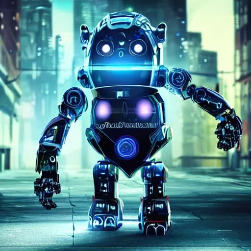 Prompt: robot hamster super villain with high tech armor in a cyber punk city, realistic, ultra 4k HD 