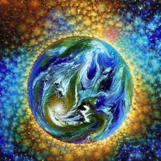 Prompt: earth in a fractal art painting 