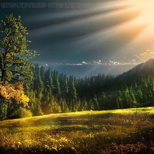 Prompt: Ultra realistic photo, woods, mountain, sunset, landscape, aesthetic, nature, cinematic, artistic, god rays, lighting

