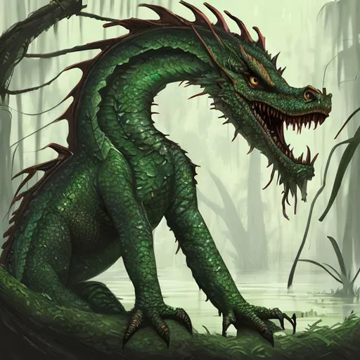 Prompt: swamp dragon, digital art

