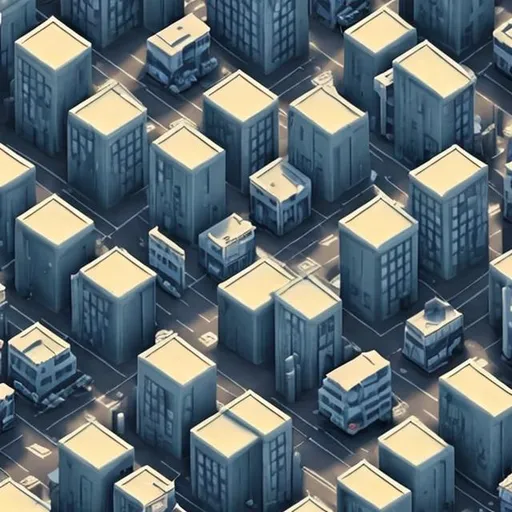 Prompt: Make a hyper realistic city block , different shots of he city in this style , the buildings must be close enough to make out promotions and names of the buildings