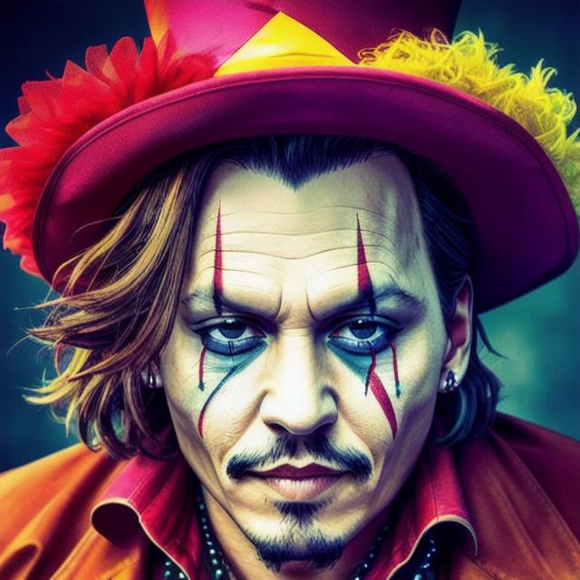 Johnny depp as clown Realistic graphics 8k UHD hyper... | OpenArt