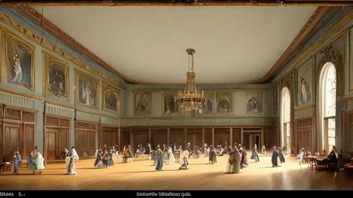 Prompt: An 1800's big ballroom panarama. At the middle ladys and gentlmen are dancing and in the corner a mother sitting on the chair beetween her 2 young girls. One of the mother's daughter is sad and other one is looks docile. First girl is 16 years old and other one is 22 years old. Mother is 50 years old.