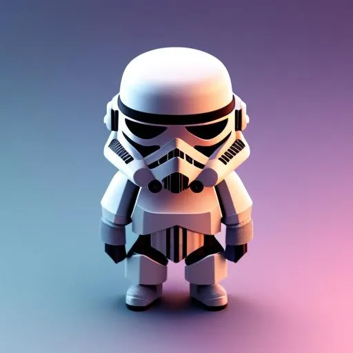 Prompt: Tiny cute isometric stormtrooper, soft smooth lighting, with soft colors, 100mm lens, 3d blender render, trending on polycount, modular constructivism, blue background, physically based rendering, centered.