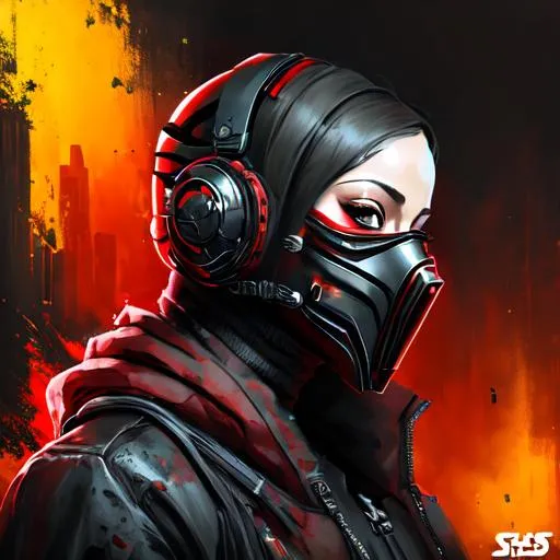 Prompt: Sith mask, red and black, Sci-fi, Cyberpunk 2077, highly detailed, clean face, oil painting, UHD, HDR, 8K, high res