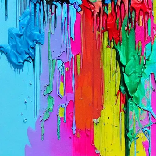 Prompt: paint drips on multiple colored paint : : hyperrealistic no shadows 