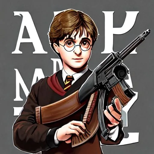 Prompt: Harry Potter fascist ak-47 