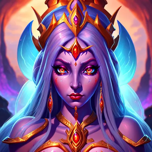 Prompt: queen azshara, beautiful big eyes, world of warcraft, shiny colour, digital illustration, high detailed, soft light, high resolution, 64k