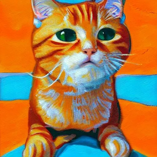 Prompt: Orange tabby post modernism painting