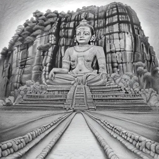 Prompt: Sigiriya pencil art