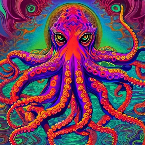Prompt: Psychedelic octopus tiger