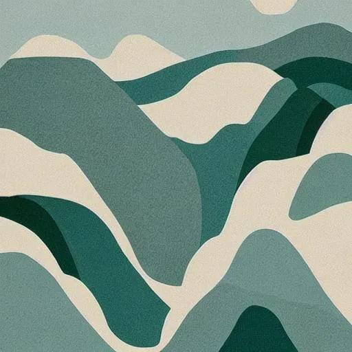 Prompt: flat gradient vibrant modern flowy mountains design, flat gradient overgrown landscape design simple, pinterest, love